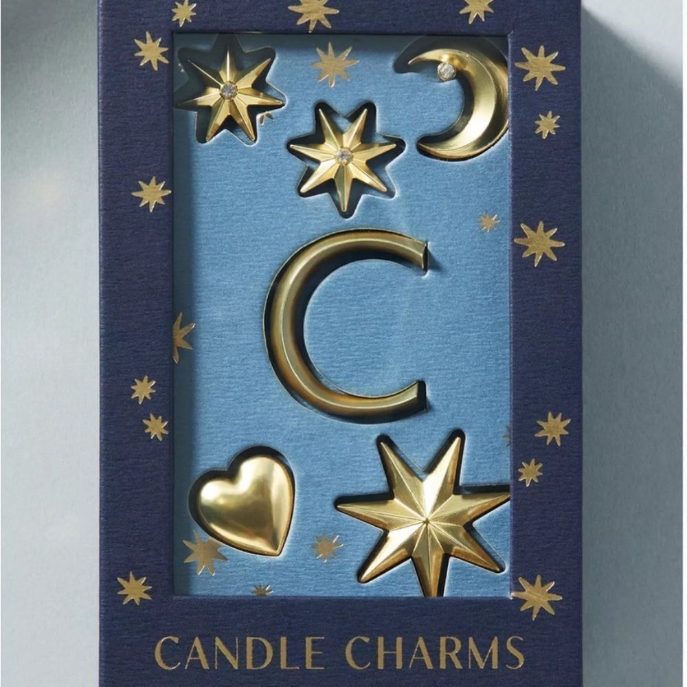 Anthropologie Gold Star and Moon Candle Charms